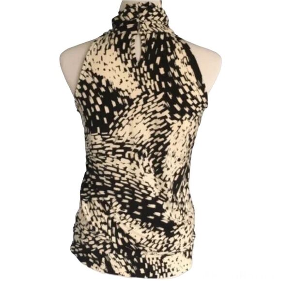 🆕 Michael Kors | Black/White Halter Top size M - Picture 6 of 8